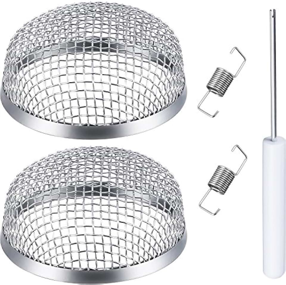 TOODOO 2 Pack Flying Insect Screen RV Furnace Vent Screen RV Water Heater Vent Cover 2.8 Inch Stainless Steel Mesh with Installation Tool