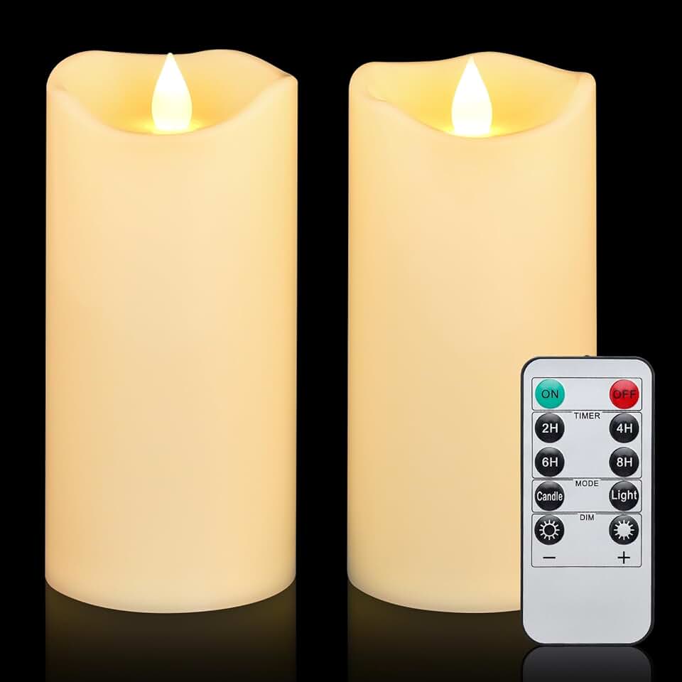 Aignis Indoor Flameless LED Candles Battery Operated with Remote Timer and Wax-Like Shell for Home/Wedding/Holiday Decor
