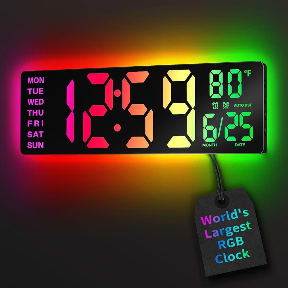 16.5" Large Digital Wall Clock with Remote Control