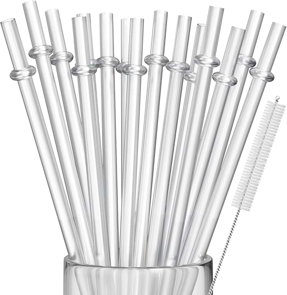 15 Pieces 11 Inch Clear Reusable Plastic Replacement Drinking Straws