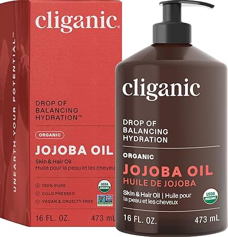 Cliganic Organic Jojoba Oil 16oz with Pump