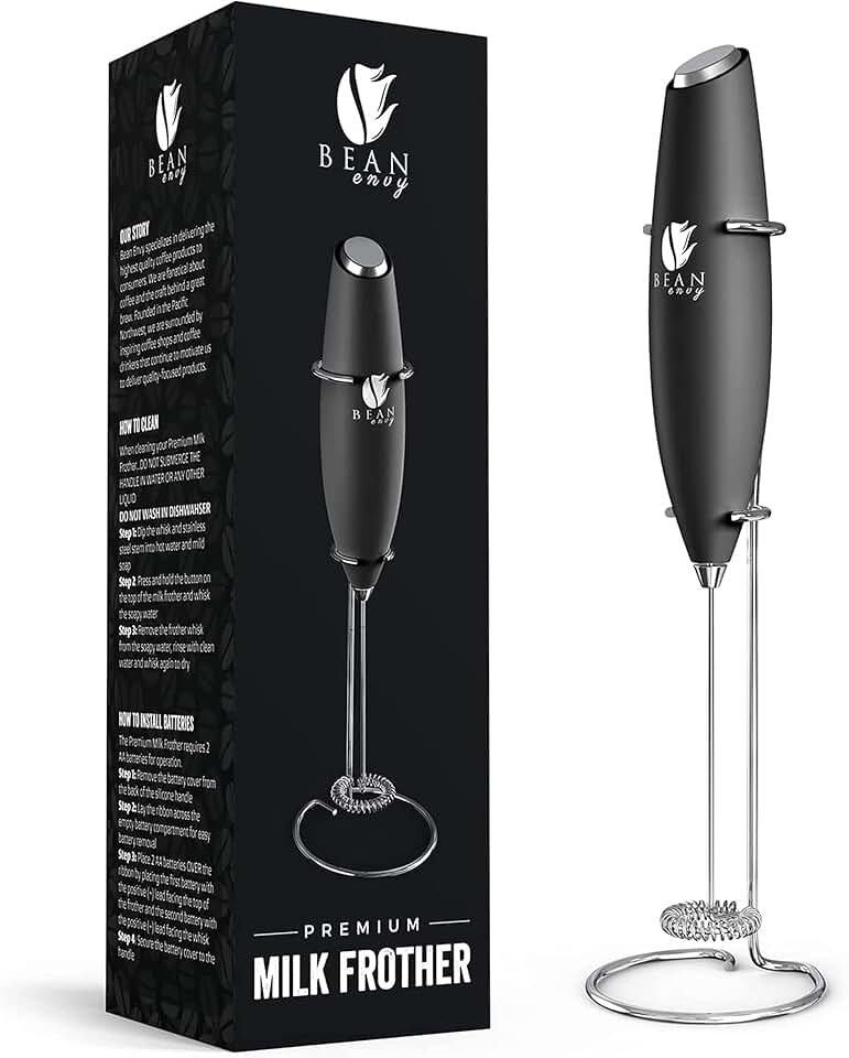 Bean Envy Milk Frother Handheld for Coffee - Electric Hand Blender
