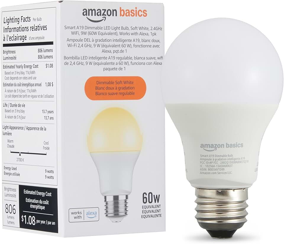 Amazon Basics Smart A19 LED Light Bulb